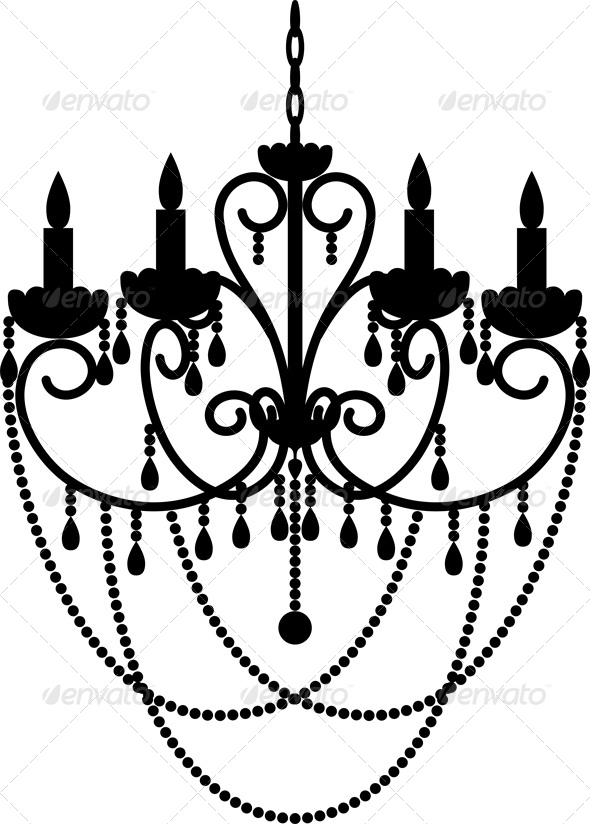 590x824 Black Silhouette Of Chandelier With Beads By Prikhnenko Graphicriver
