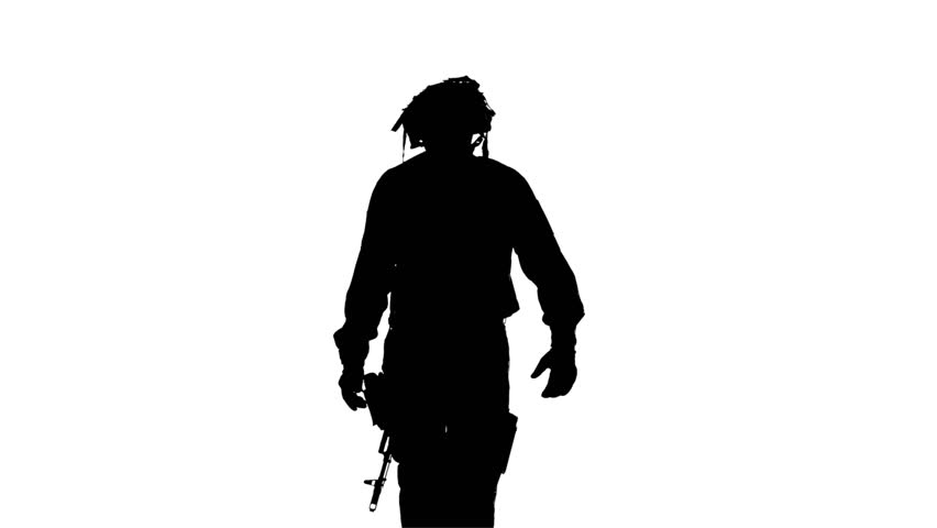 852x480 Man In Camouflage The Form. Silhouette Stock Footage Video