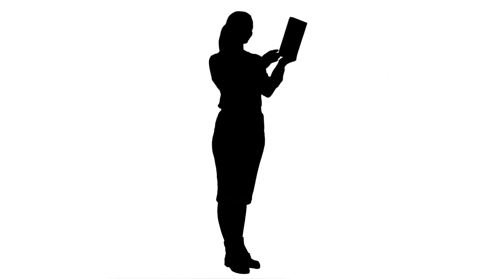 1920x1080 Silhouette Young Businesswoman Have A Video Chat On Tablet