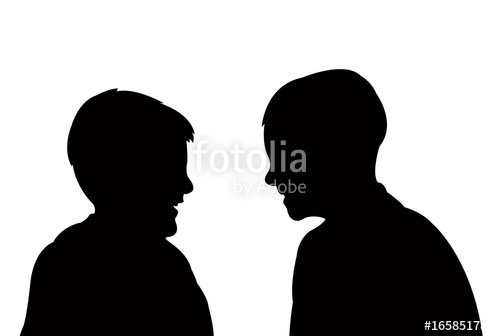 500x336 Two Boys Making Chat, Silhouette Vector Stock Photo And Royalty