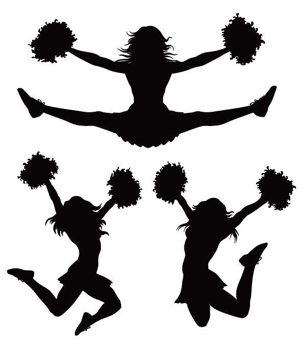 595x684 Girl Cheerleader Silhouette Vector Set 01