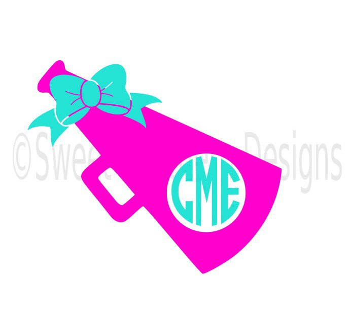 694x626 Cheer Megaphone Monogram With Bow Svg Instant Download Design