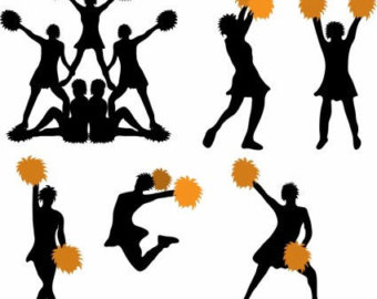 340x270 3 Cheer Silhouette Cheerleaders Machine Embroidery Design