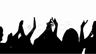 320x180 Silhouette Of Crowd Clapping And Cheering. Stock Footage