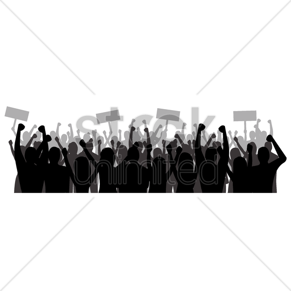 600x600 Silhouette Of Cheering Crowd Vector Image
