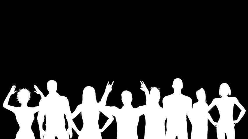 852x480 White Silhouettes Of Cheering Fans. Alpha Channel. 4k Royalty Free