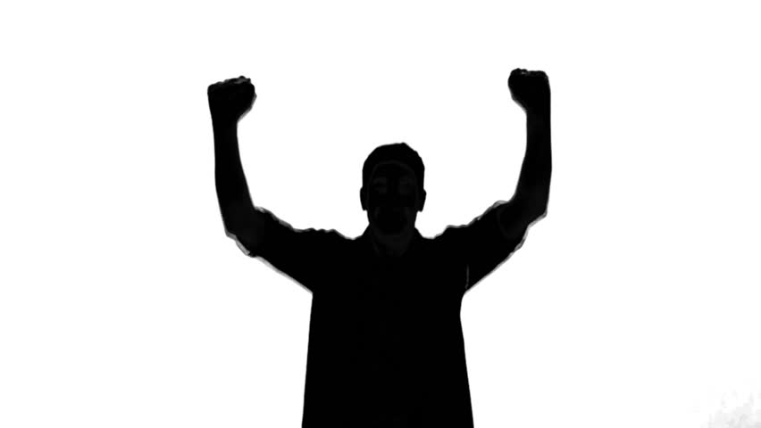 852x480 Silhouette Of Young Man Clapping With Hands In The Air. Event