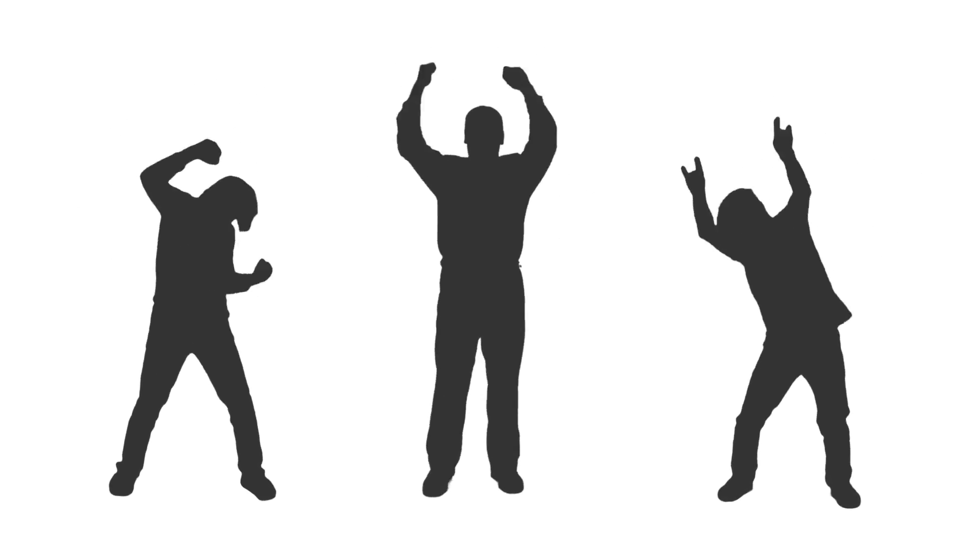 1920x1080 Silhouettes Of Three Young Men Dancing, Full Hd Shot With Alpha