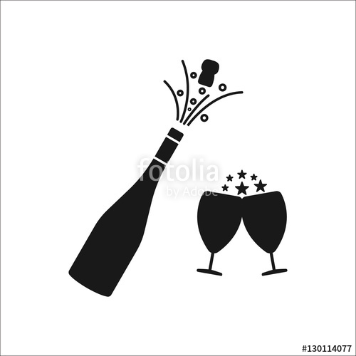 500x500 Champagne Bottle Explosion With Cheering Glasses Symbol Silhouette