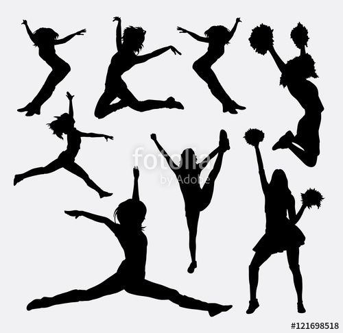 500x486 Jumping Cheerleader Silhouette. Good Use For Symbol, Logo, Web