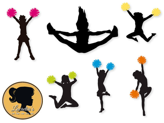 570x428 Cheerleaders Silhouettes, Cheerleaders Svg, Cheerleaders , Svg