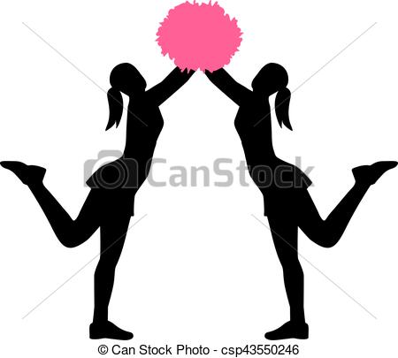 450x405 Two Cheerleader With Pom Pom Eps Vector