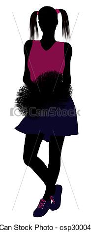 185x470 Female Cheerleader Silhouette On A White Background Stock