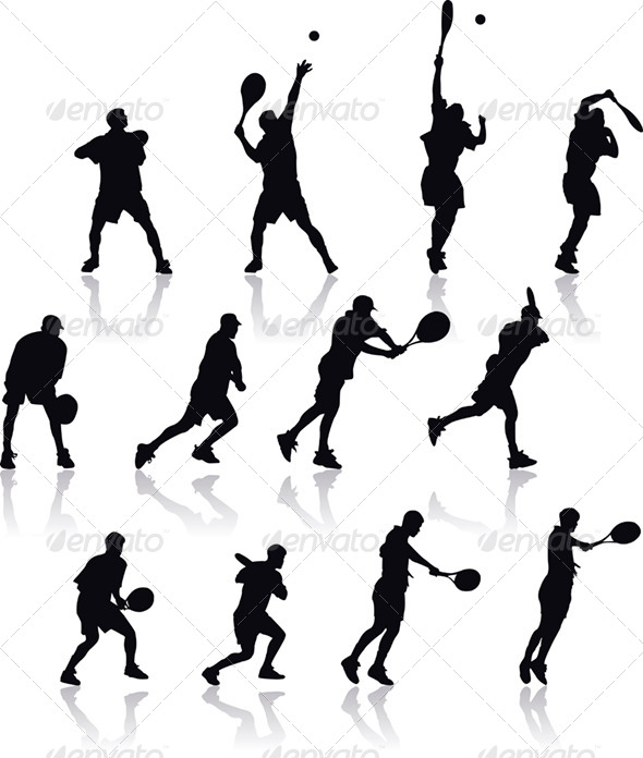 590x696 Basic Tennis Shoots Cutout Gradient Mesh, Tennis And Silhouettes