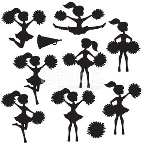 299x300 Cheerleader Silhouette Vector Illustration Stock Vectors