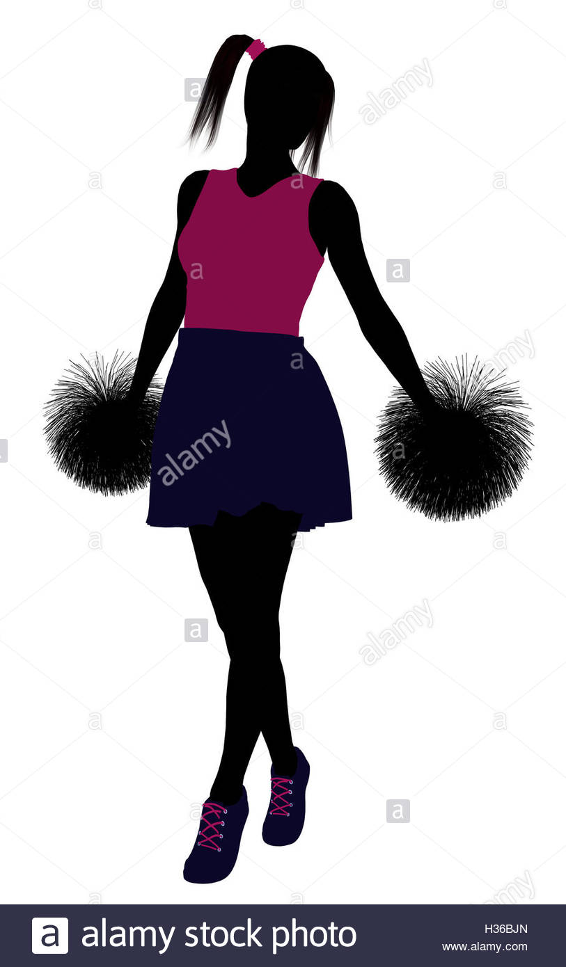 813x1390 Cheerleader Silhouette On A White Background Stock Photo