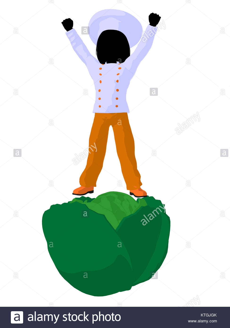 975x1390 Girl Chef With Cabbagei Illustration Silhouette On A White