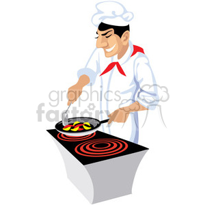 300x300 Royalty Free Cartoon Chef Cooking 393641 Vector Clip Art Image