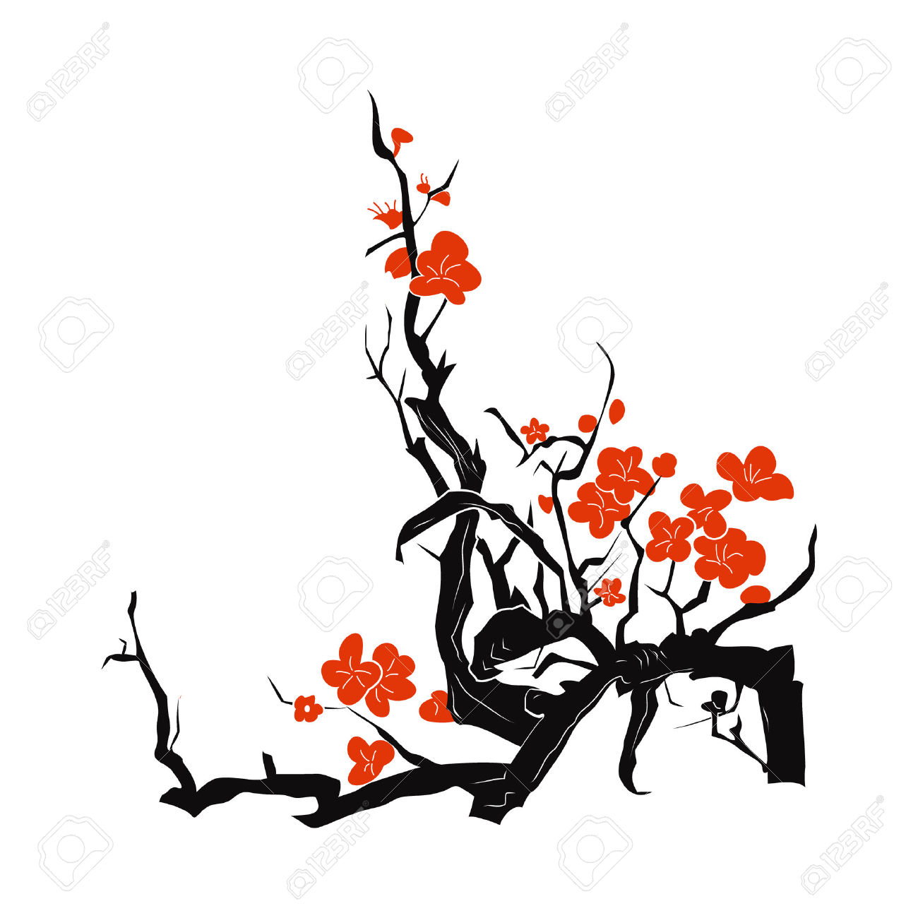 1300x1300 Drawn Ume Blossom Silhouette Many Interesting Cliparts