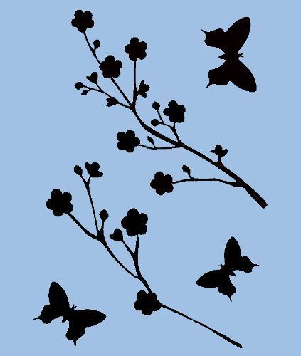 423x500 Butterfly Stencil Butterflies Cherry Blossoms Stencils Template