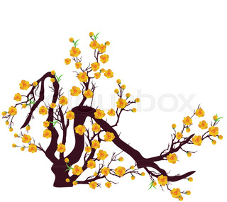 320x285 Cherry Blossom. Sakura Branch Vector Illustration Eps 10. Stock