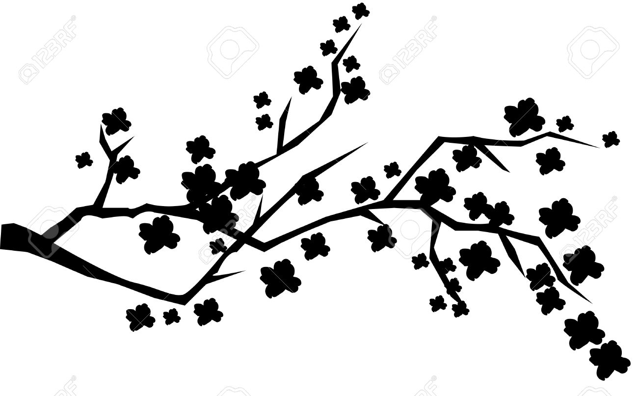 1300x807 Drawn Cherry Blossom Silhouette
