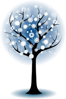 214x320 Season Tree For Winter With Snowflakes Stock Vector Colourbox