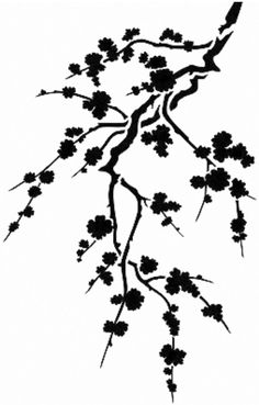 236x369 Illustration With Cherry Tree Flowers Silhouette On White