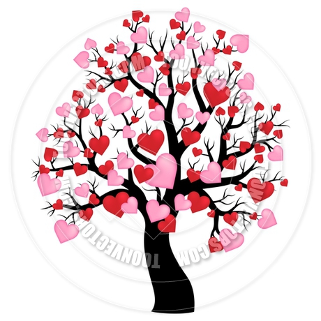 460x460 Cartoon Silhouette Of Tree With Hearts Theme By Clairev Toon