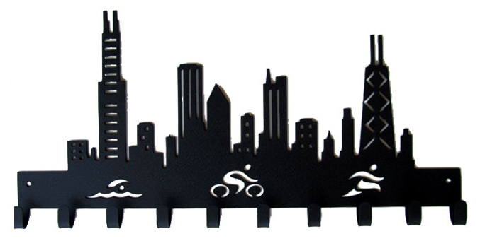 677x341 Chicago Skyline Triathlon Cutouts Medal Hanger Sporthooks