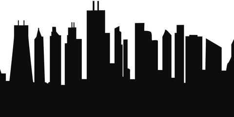 480x241 Chicago, Illinois Skyline Silhouette Cityscape Purses And Pillows