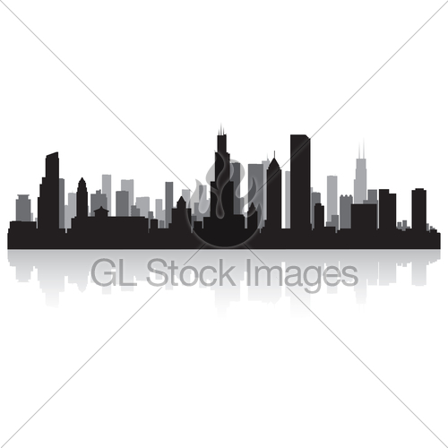500x500 Chicago City Skyline Silhouette Gl Stock Images