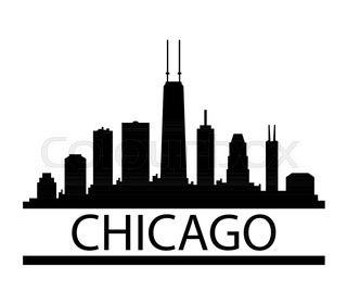 320x280 Chicago Illinois City Skyline Silhouette. Vector Illustration