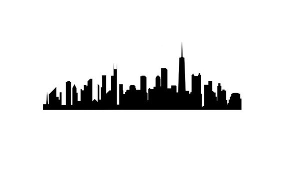 570x341 Chicago Skyline Rubber Stamp Silhouette