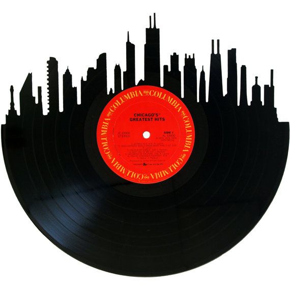 570x570 Chicago Skyline Vinyl Record Wall Art