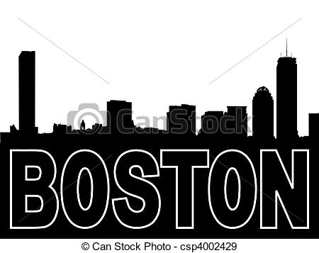 450x357 Boston Skyline Black Silhouette On White Stock Illustration