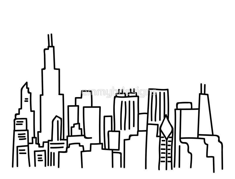 800x610 Chicago Skyline Outline Drawing