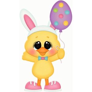 300x300 Easter Chick W Balloon Silhouette Design, Silhouettes And Easter