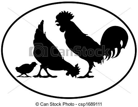 450x349 Chicken Family. Chickenfamily In Silhouette Optic With A Vector