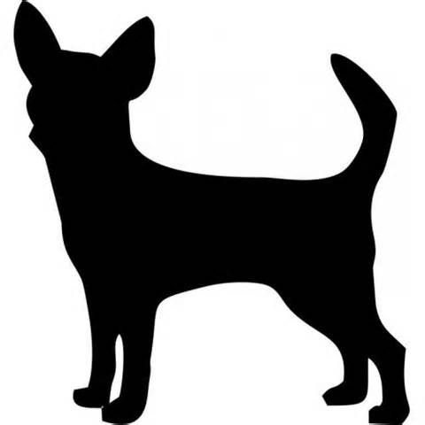 480x480 Chihuahua Dog Puppy Silhouette Outline Custom Decal Sticker