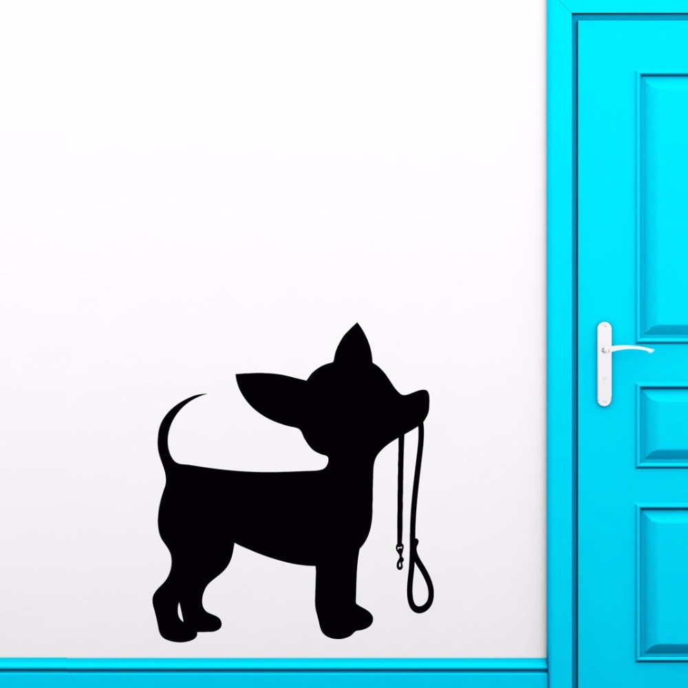 1000x1000 Little Dog Leash Wall Stickers Home Interior Decoration Silhouette