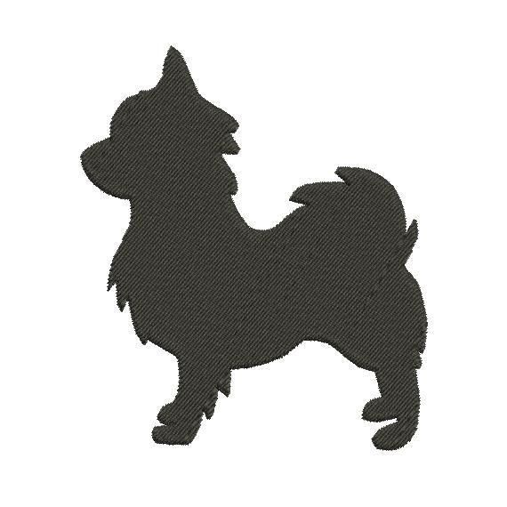 570x570 Long Haired Chihuahua Silhouette Embroidery Design In 2 Sizes