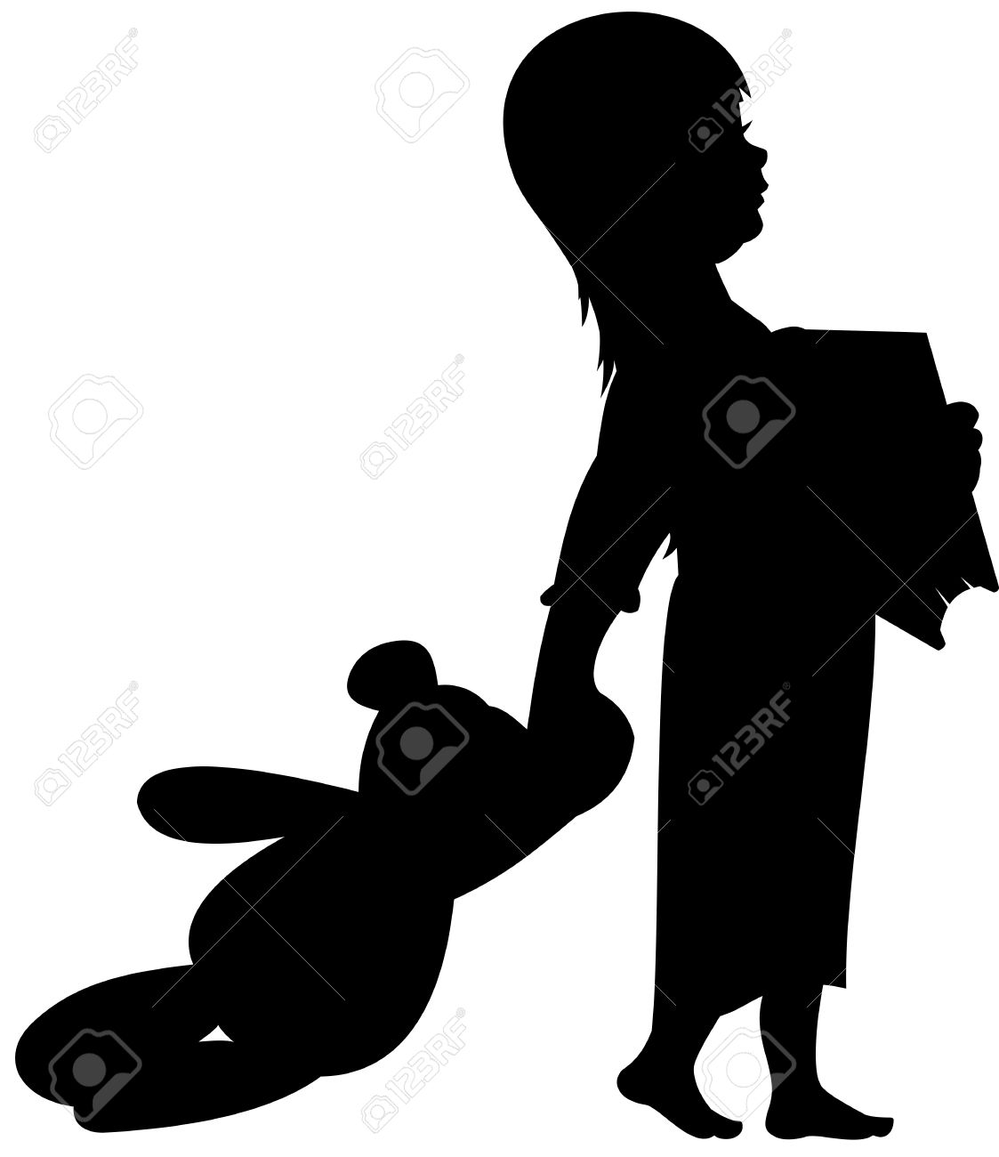 1123x1300 16581517 Silhouette Illustration Of A Child Angel Holding Flowers
