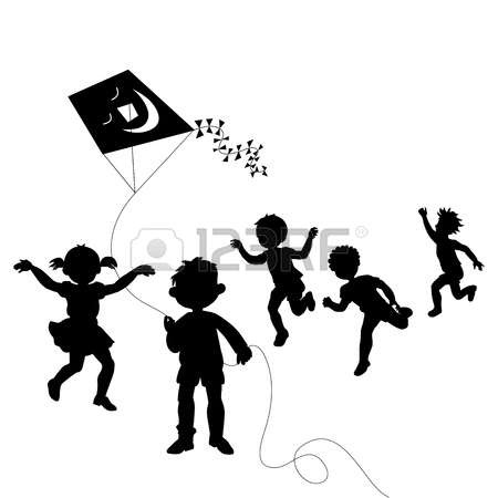 450x450 Kids Around The World Silhouette Clipart Black And White