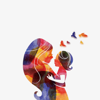 350x350 Mother And Child Painted Silhouette, Hand Painted, Mother, Arms