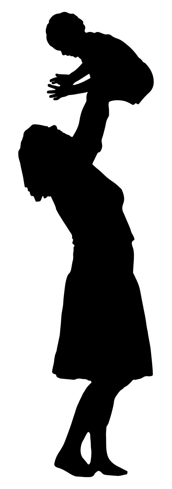 594x1682 Mother Playing With Child Silhouette Clipart