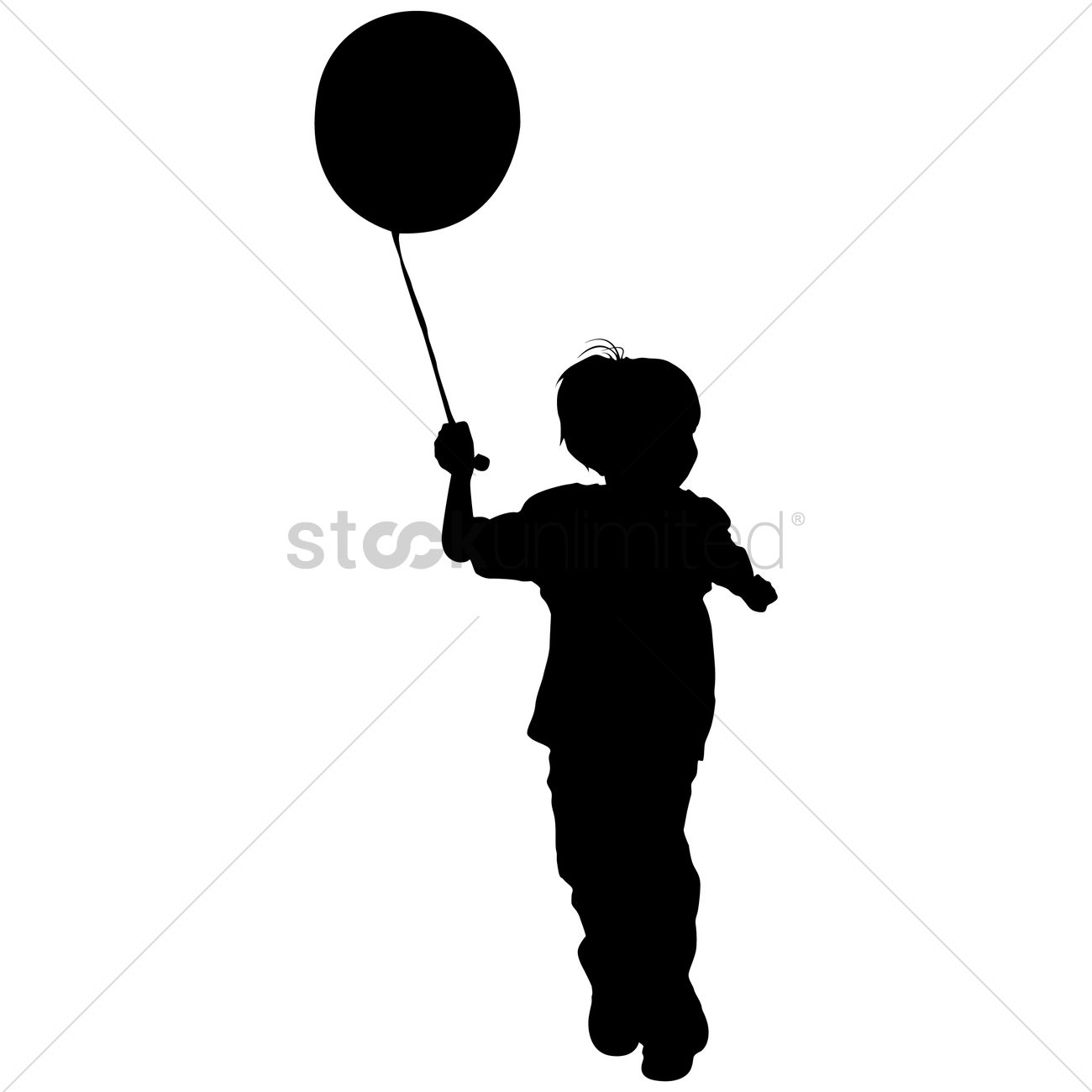 1300x1300 Silhouette Of A Boy Playing With Balloon Vector Image