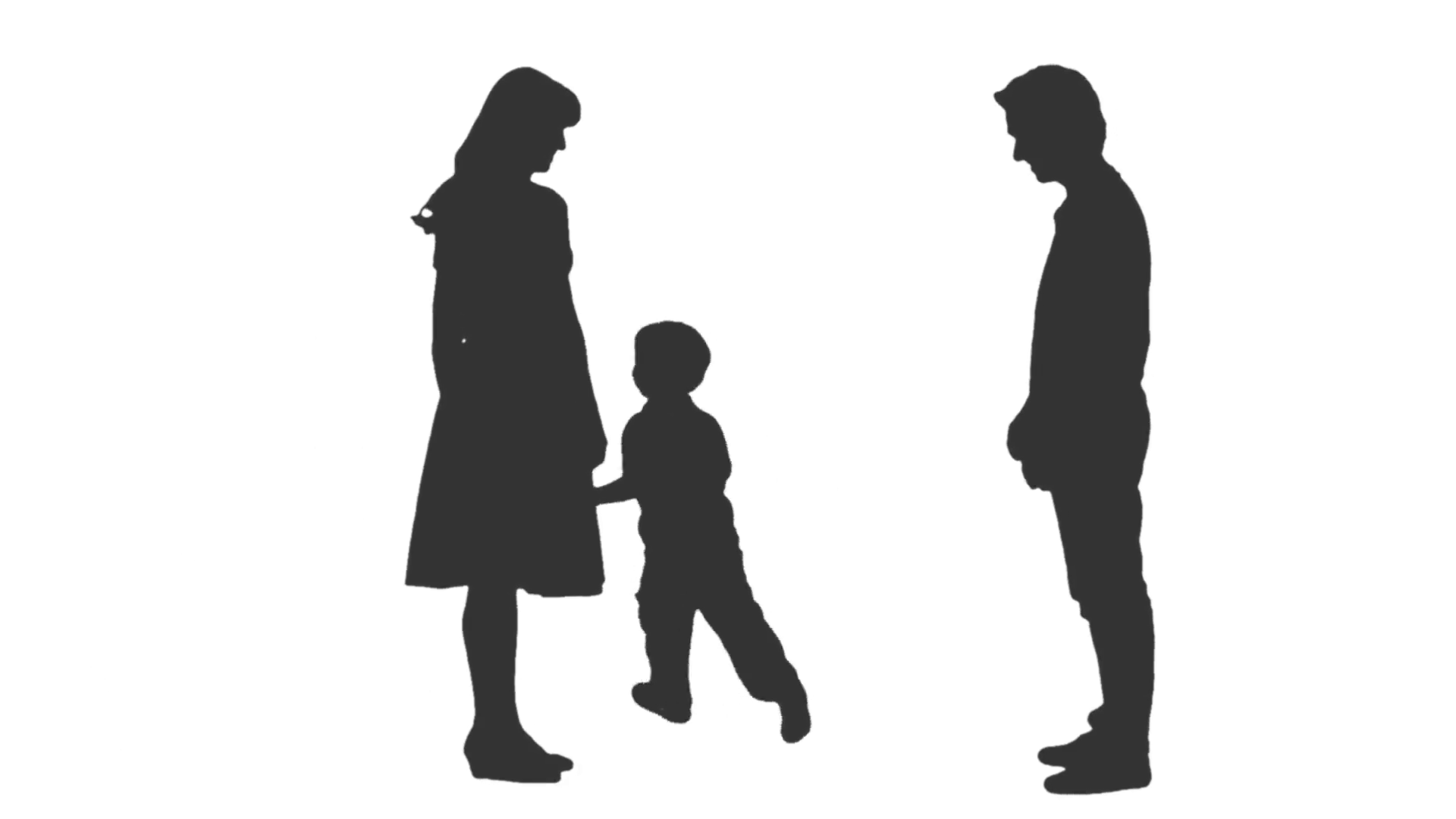 1920x1080 Silhouette Of A Little Boy Playing With His Parents. Full Hd