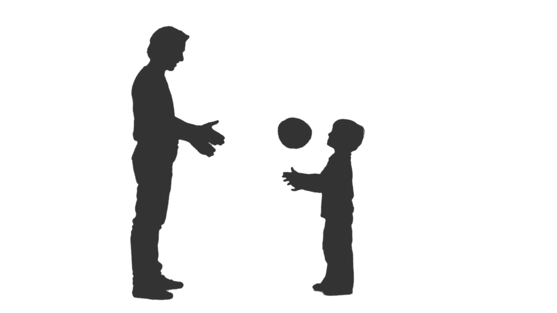 1920x1080 Silhouette Of Father And His Little Son Playing Ball. Full Hd