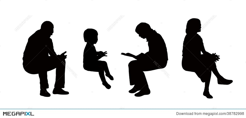 800x385 People Seated Outdoor Silhouettes Set 8 Illustration 38782998